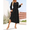 image:imageZESICA Womens Fall Wedding Guest Long Sleeve Boho Midi DressBlack