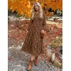 image:imageZESICA Womens Fall Wedding Guest Long Sleeve Boho Midi DressCaramel