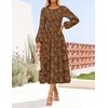 image:imageZESICA Womens Fall Wedding Guest Long Sleeve Boho Midi DressCaramel