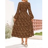 image:imageZESICA Womens Fall Wedding Guest Long Sleeve Boho Midi DressCaramel