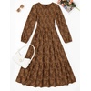 image:imageZESICA Womens Fall Wedding Guest Long Sleeve Boho Midi DressCaramel