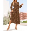 image:imageZESICA Womens Fall Wedding Guest Long Sleeve Boho Midi DressCaramel