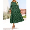 image:imageZESICA Womens Fall Wedding Guest Long Sleeve Boho Midi DressDark Green
