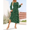 image:imageZESICA Womens Fall Wedding Guest Long Sleeve Boho Midi DressDark Green