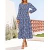 image:imageZESICA Womens Fall Wedding Guest Long Sleeve Boho Midi DressDusty Blue