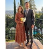 image:imageZESICA Womens Fall Wedding Guest Long Sleeve Boho Midi DressRust
