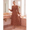 image:imageZESICA Womens Fall Wedding Guest Long Sleeve Boho Midi DressRust