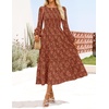 image:imageZESICA Womens Fall Wedding Guest Long Sleeve Boho Midi DressRust