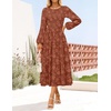 image:imageZESICA Womens Fall Wedding Guest Long Sleeve Boho Midi DressRust