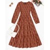 image:imageZESICA Womens Fall Wedding Guest Long Sleeve Boho Midi DressRust
