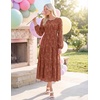 image:imageZESICA Womens Fall Wedding Guest Long Sleeve Boho Midi DressRust