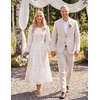 image:imageZESICA Womens Fall Wedding Guest Long Sleeve Boho Midi DressWhite