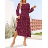 image:imageZESICA Womens Fall Wedding Guest Long Sleeve Boho Midi DressWine