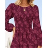 image:imageZESICA Womens Fall Wedding Guest Long Sleeve Boho Midi DressWine