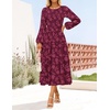 image:imageZESICA Womens Fall Wedding Guest Long Sleeve Boho Midi DressWine