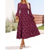 image:imageZESICA Womens Fall Wedding Guest Long Sleeve Boho Midi DressWine