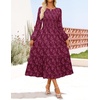 image:imageZESICA Womens Fall Wedding Guest Long Sleeve Boho Midi DressWine
