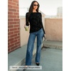 image:imageZESICA Womens Floral Long Sleeve Shirts 2026 Spring Boat Neck Mesh Ruched Tops Fitted Asymmetrical Going Out BlousesBlack