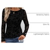 image:imageZESICA Womens Floral Long Sleeve Shirts 2026 Spring Boat Neck Mesh Ruched Tops Fitted Asymmetrical Going Out BlousesBlack