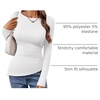 image:imageZESICA Womens Floral Long Sleeve Shirts 2026 Spring Boat Neck Mesh Ruched Tops Fitted Asymmetrical Going Out BlousesIvory