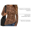 image:imageZESICA Womens Floral Long Sleeve Shirts 2026 Spring Boat Neck Mesh Ruched Tops Fitted Asymmetrical Going Out BlousesKhaki