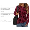 image:imageZESICA Womens Floral Long Sleeve Shirts 2026 Spring Boat Neck Mesh Ruched Tops Fitted Asymmetrical Going Out BlousesRed