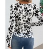 image:imageZESICA Womens Floral Long Sleeve Shirts 2026 Spring Boat Neck Mesh Ruched Tops Fitted Asymmetrical Going Out BlousesWhite