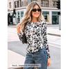 image:imageZESICA Womens Floral Long Sleeve Shirts 2026 Spring Boat Neck Mesh Ruched Tops Fitted Asymmetrical Going Out BlousesWhite