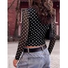 image:imageZESICA Womens Floral Mesh Going Out Tops Fall Long Sleeve Y2K ShirtsBlack Dot