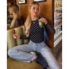 image:imageZESICA Womens Floral Mesh Going Out Tops Fall Long Sleeve Y2K ShirtsBlack Dot