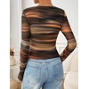 image:imageZESICA Womens Floral Mesh Going Out Tops Fall Long Sleeve Y2K ShirtsBrown