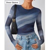 image:imageZESICA Womens Floral Mesh Going Out Tops Fall Long Sleeve Y2K ShirtsDusty Blue