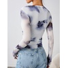 image:imageZESICA Womens Floral Mesh Going Out Tops Fall Long Sleeve Y2K ShirtsGray Blue