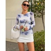 image:imageZESICA Womens Floral Mesh Going Out Tops Fall Long Sleeve Y2K ShirtsGray Blue