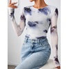 image:imageZESICA Womens Floral Mesh Going Out Tops Fall Long Sleeve Y2K ShirtsGray Blue