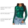 image:imageZESICA Womens Floral Mesh Going Out Tops Fall Long Sleeve Y2K ShirtsGreen