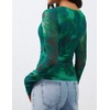 image:imageZESICA Womens Floral Mesh Going Out Tops Fall Long Sleeve Y2K ShirtsGreen