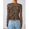 image:imageZESICA Womens Floral Mesh Going Out Tops Fall Long Sleeve Y2K ShirtsLeopard Brown