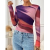 image:imageZESICA Womens Floral Mesh Going Out Tops Fall Long Sleeve Y2K ShirtsMulticolour