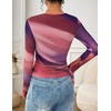 image:imageZESICA Womens Floral Mesh Going Out Tops Fall Long Sleeve Y2K ShirtsMulticolour
