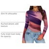 image:imageZESICA Womens Floral Mesh Going Out Tops Fall Long Sleeve Y2K ShirtsMulticolour