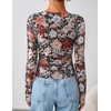 image:imageZESICA Womens Floral Mesh Going Out Tops Fall Long Sleeve Y2K ShirtsNewyork Black