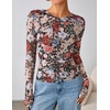 image:imageZESICA Womens Floral Mesh Going Out Tops Fall Long Sleeve Y2K ShirtsNewyork Black