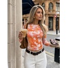 image:imageZESICA Womens Floral Mesh Going Out Tops Fall Long Sleeve Y2K ShirtsOrange