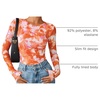 image:imageZESICA Womens Floral Mesh Going Out Tops Fall Long Sleeve Y2K ShirtsOrange