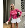 image:imageZESICA Womens Floral Mesh Going Out Tops Fall Long Sleeve Y2K ShirtsPink