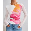 image:imageZESICA Womens Floral Mesh Going Out Tops Fall Long Sleeve Y2K ShirtsWhite