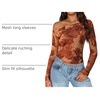 image:imageZESICA Womens Floral Mesh Off Shoulder Long Sleeve TopsBrown