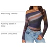 image:imageZESICA Womens Floral Mesh Off Shoulder Long Sleeve TopsDarkpurple
