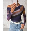 image:imageZESICA Womens Floral Mesh Off Shoulder Long Sleeve TopsDarkpurple